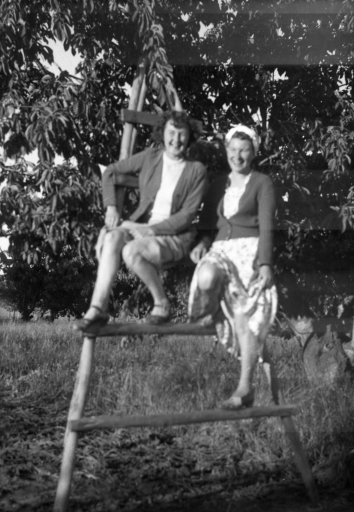 1951 12 Margaret on ladder SN BB083.jpg