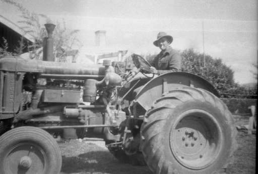 1954 Jim Farrell on Fordson tractor SN BB077.jpg